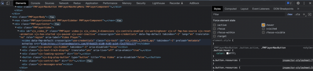 Force element state in Chrome DevTools.