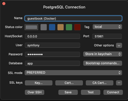 Connect to Postgres database in Docker container