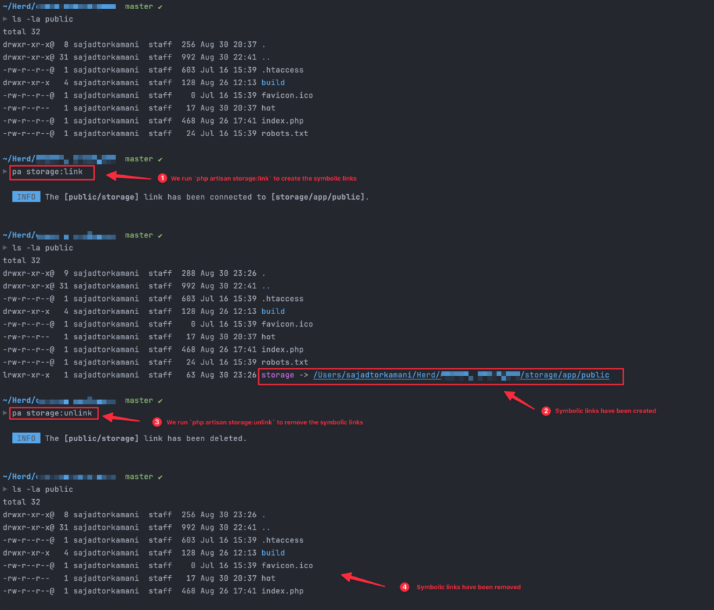 How to create & remove symbolic links for file storage in Laravel
