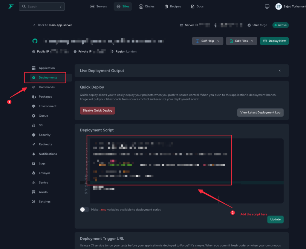 Laravel Forge deployment script