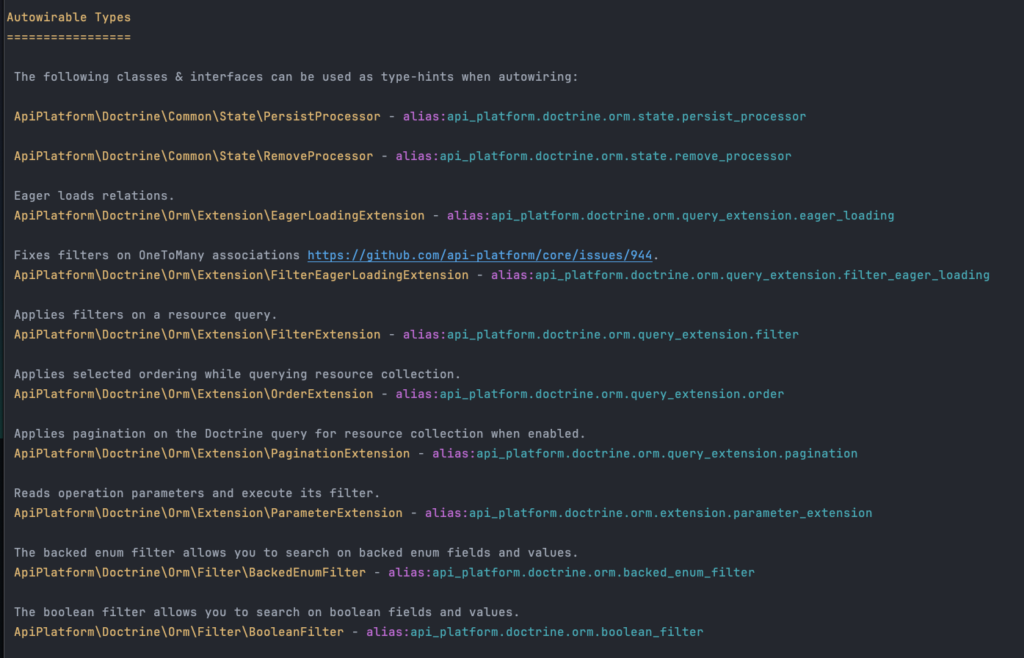 List Symfony classes/interfaces you can use for autowiring