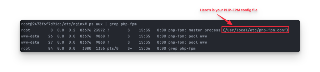 Find location of PHP-FPM config file