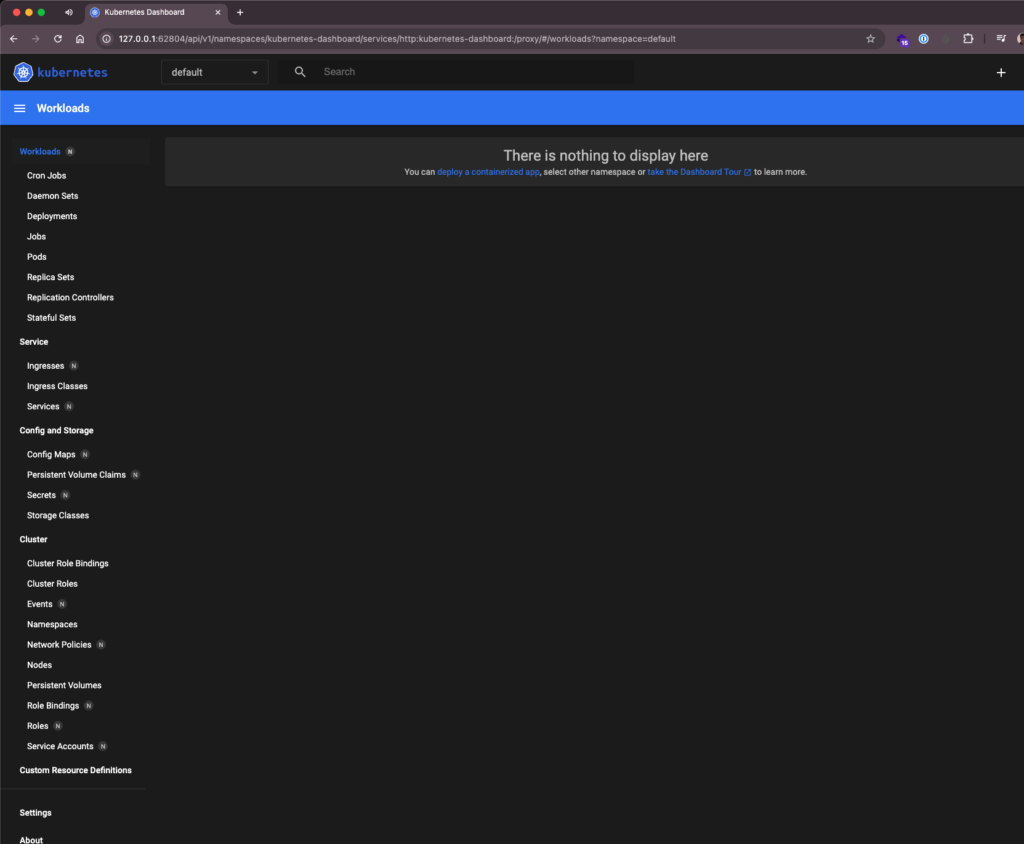 minikube dashboard