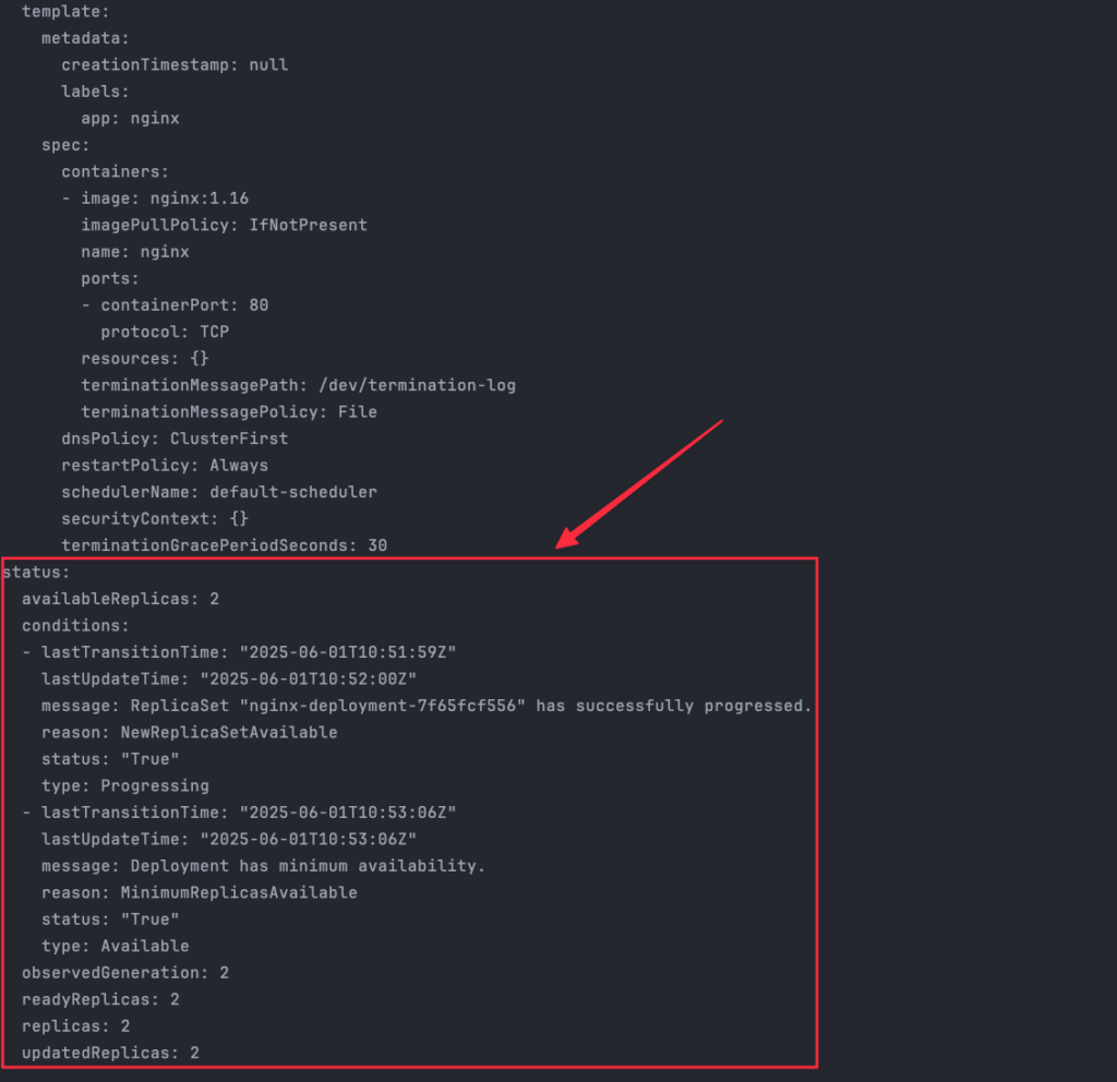 Kubernetes YAML status