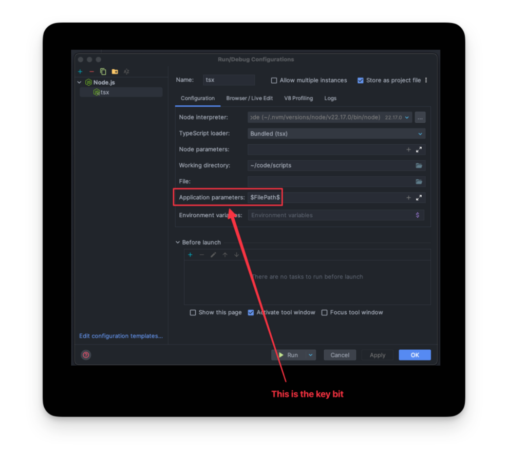 How to get a Jetbrains Run configuration to run your current file