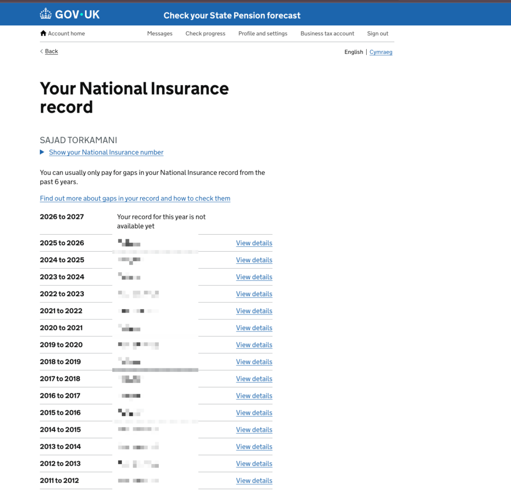 How do you check how many qualifying years of National Insurance contribution records you have?